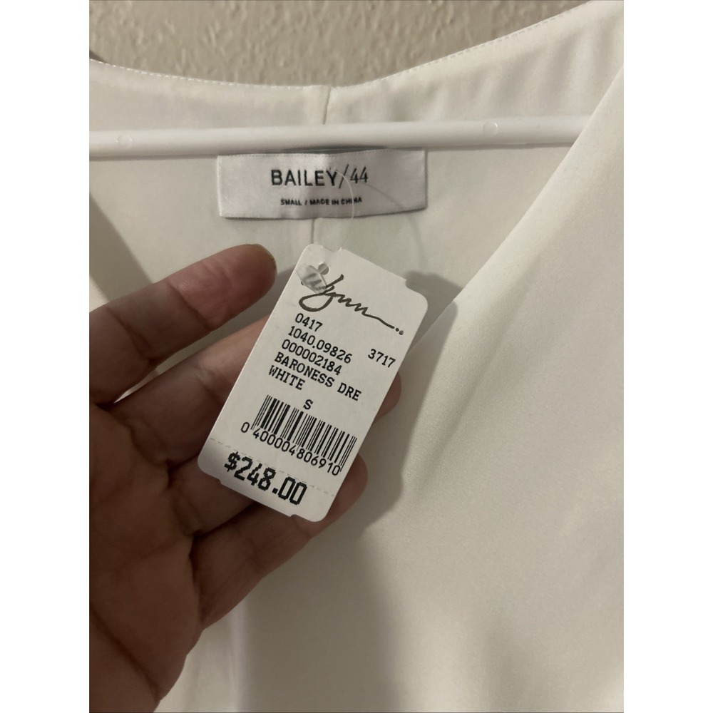 Bailey 44 White V-neck Mini Dress Tiered and Pleated Flare Sleeves Size Small - Picture 4 of 5